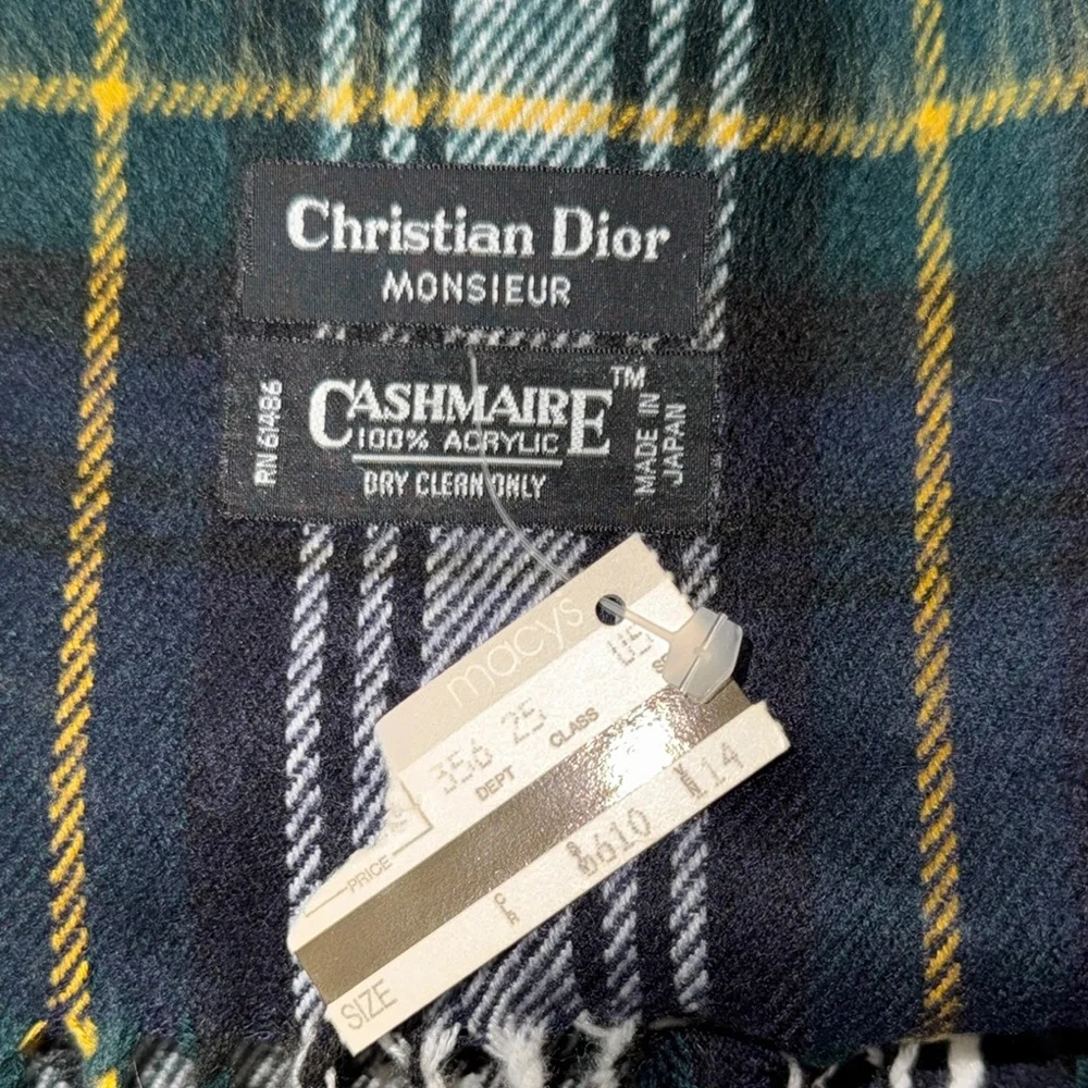 Christian Dior Monsieur Scarf Nova Check Plaid Cashmaire 100% Acrylic Japan Made